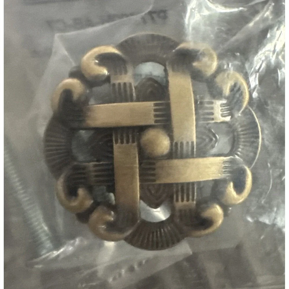 Brass Drawer Knob Lot Of 3- 1.5 Inch Diameter New In Package Antique